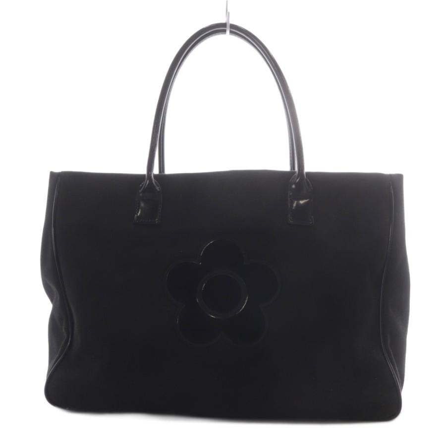 MARY QUANT デイジーモチーフ トートバッグ ブラック マリークワント MARY QUANT トートバッグ デイジーモチーフ キャンバス