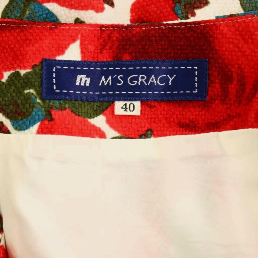 エムズグレイシー M'S GRACY ローズプリントミディ丈スカート フレア