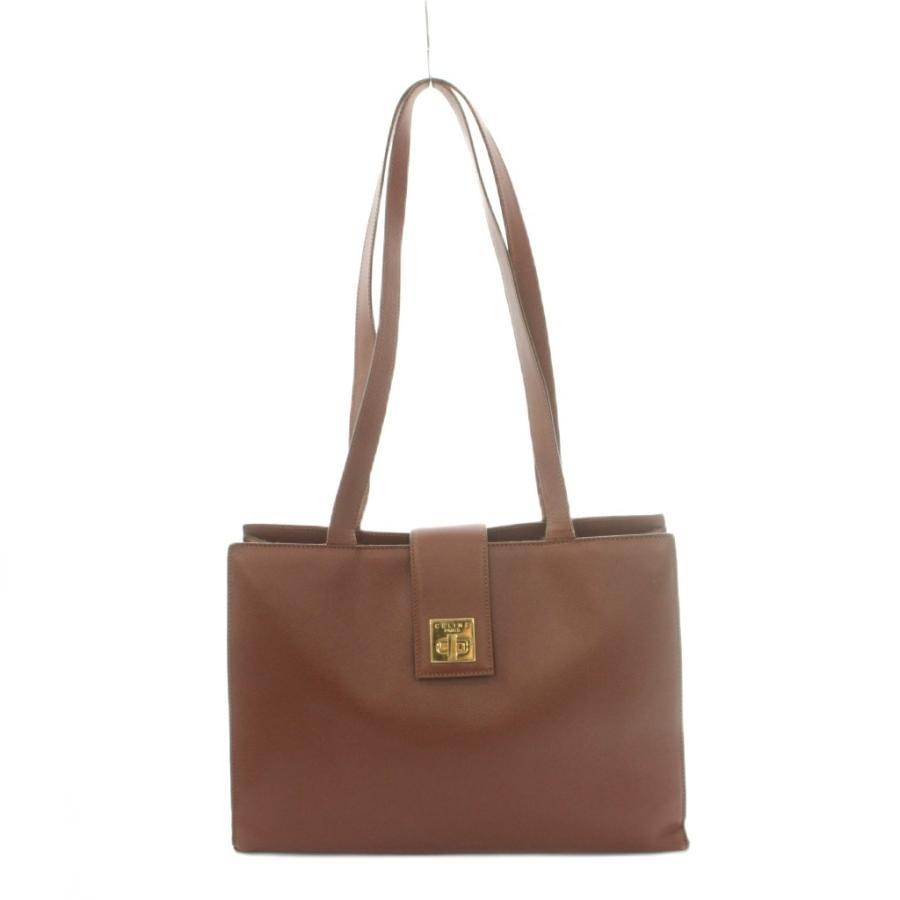 CELINE（セリーヌ） ターンロック トートバッグ レザー 茶 ブラウン 