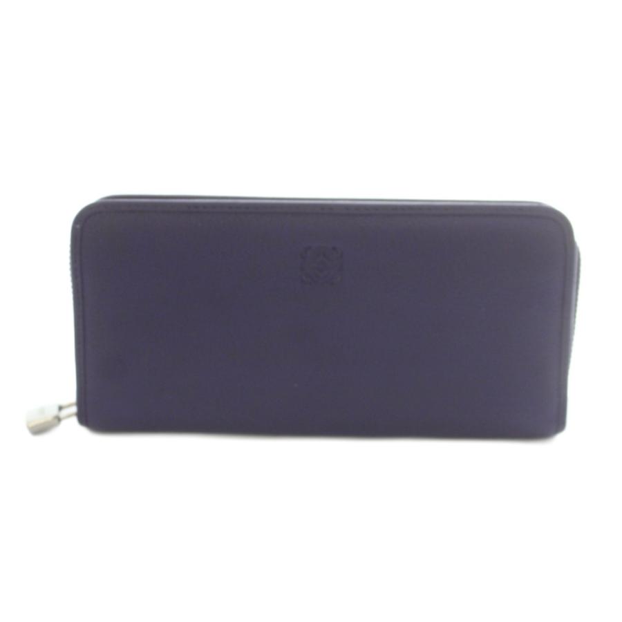406 美品 LOEWE ロエベ 長財布 ラウンドファスナー LOEWE（ロエベ） 長財布 ラウンドファスナー 小銭入れ レザー 紫