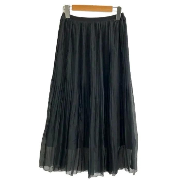 ボールジー BALLSEY トゥモローランド 25SS ポリエステルボイルプリーツ フレアスカート ロング 34 ブラック /MY ■OS レディース