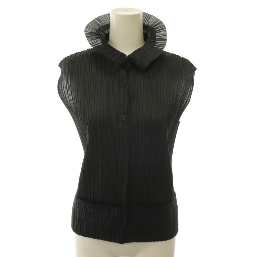 プリーツプリーズ ISSEY MIYAKE フリルネック ノースリーブ プリーツプリーズ PLEATS PLEASE イッセイミヤケ フリルカラー