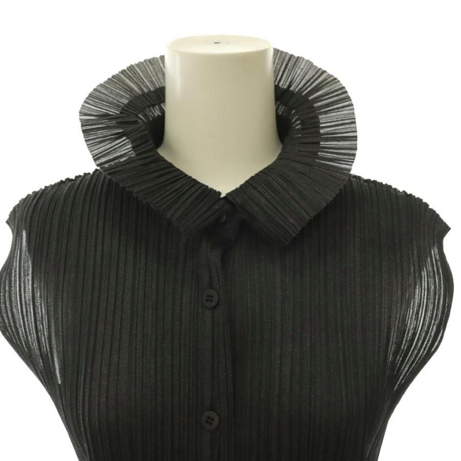 イッセイミヤケ【プリーツ プリーズ】フリル付きノースリーブ／マジェンタ プリーツプリーズ PLEATS PLEASE イッセイミヤケ フリルカラー