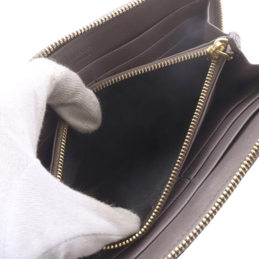 PRADA（プラダ） ギャザーラウンドジップウォレット 長財布 レザー