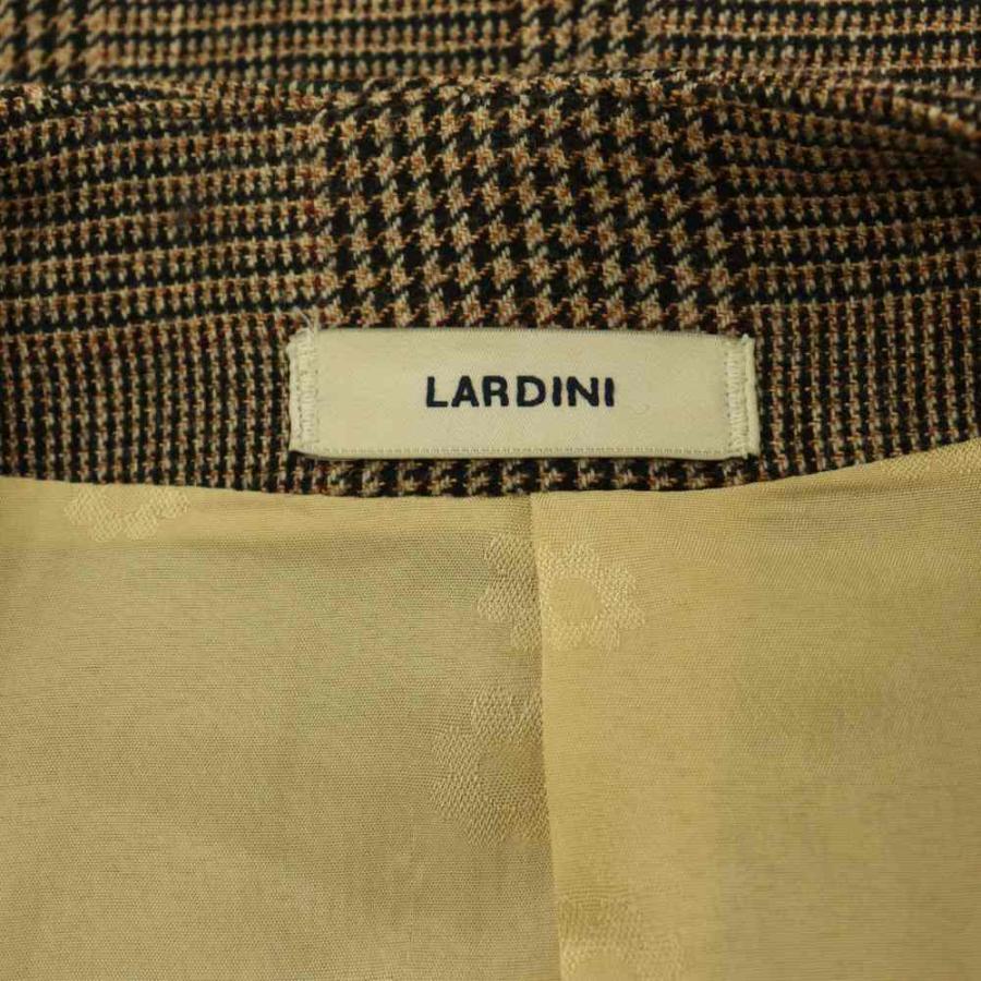 ラルディーニ LARDINI ウール グレンチェック ノーカラージャケット 総裏地 38 ブラウン /MY ■OS レディース |  | 02