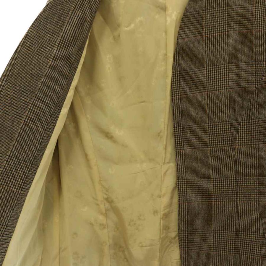 ラルディーニ LARDINI ウール グレンチェック ノーカラージャケット 総裏地 38 ブラウン /MY ■OS レディース |  | 03