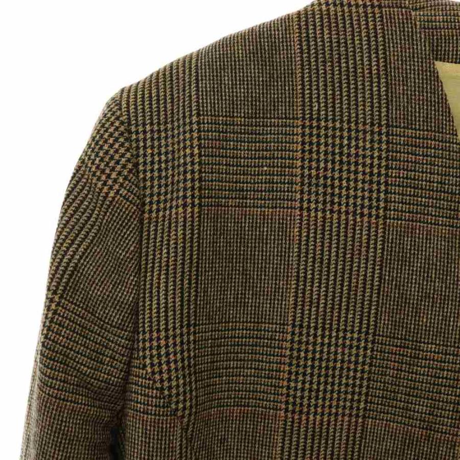 ラルディーニ LARDINI ウール グレンチェック ノーカラージャケット 総裏地 38 ブラウン /MY ■OS レディース |  | 04
