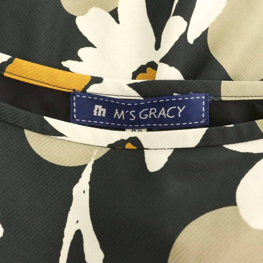 エムズグレイシー M'S GRACY 花柄フレアスカート ミニ 36 ダークグレー