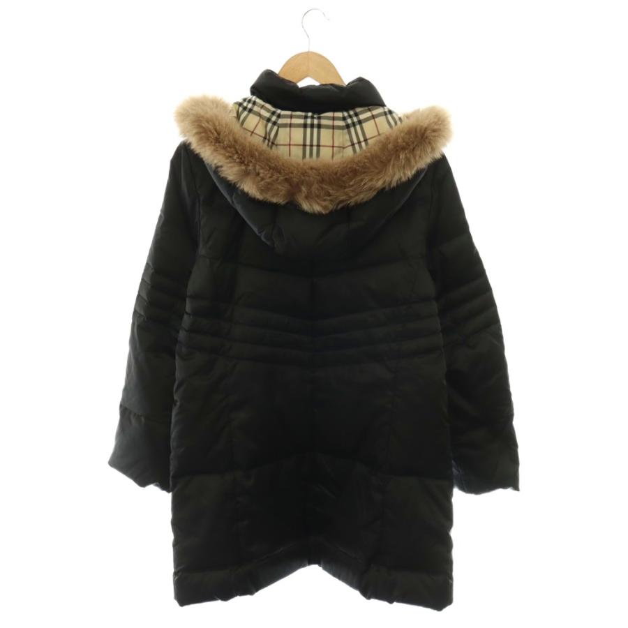Burberrys　London　ダウンジャケット 黒 　40サイズ　ファー付 バーバリー ロンドン BURBERRY LONDON 裏ノバチェック フォックス