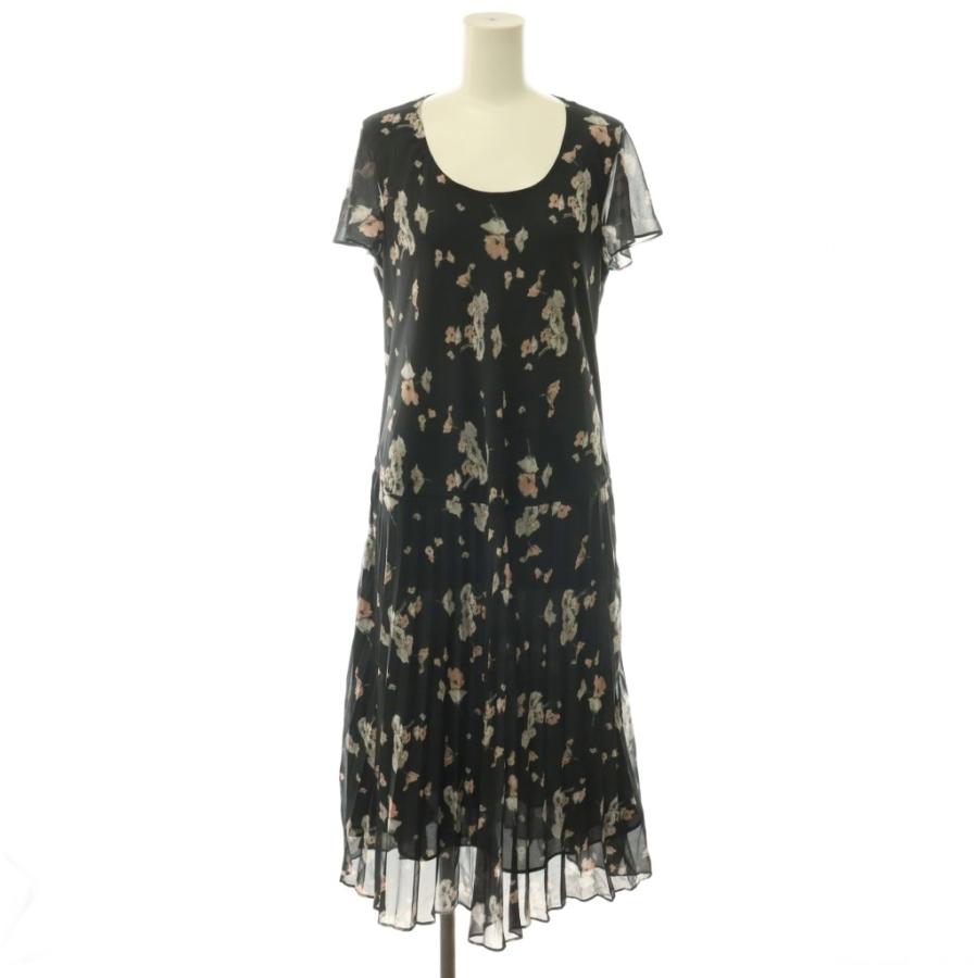 ローラアシュレイ LAURA ASHLEY フラワーシフォンプリーツワンピース