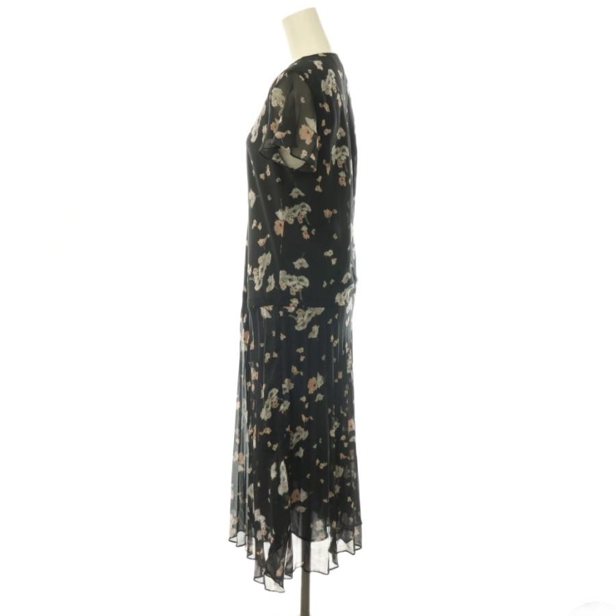 ローラアシュレイ LAURA ASHLEY フラワーシフォンプリーツワンピース