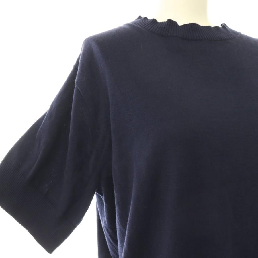 サカイ sacai WORLD MAP PULLOVER プルオーバー ニット 切替 プリーツ 半袖 2 紺 ネイビー 20-04995 ...