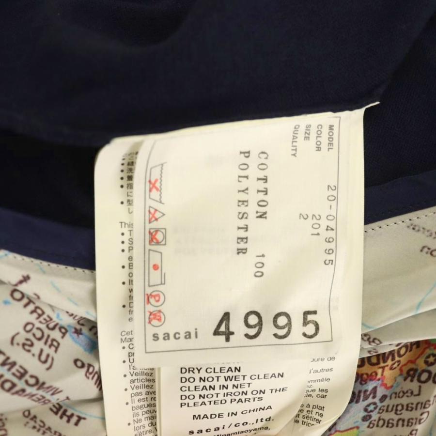 サカイ sacai WORLD MAP PULLOVER プルオーバー ニット 切替 プリーツ 半袖 2 紺 ネイビー 20-04995 ...