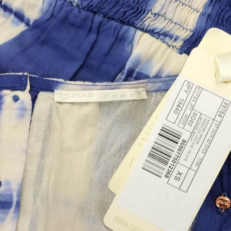ガス GAS カシュクールワンピース 膝丈 ノースリーブ XS 青 ライト 