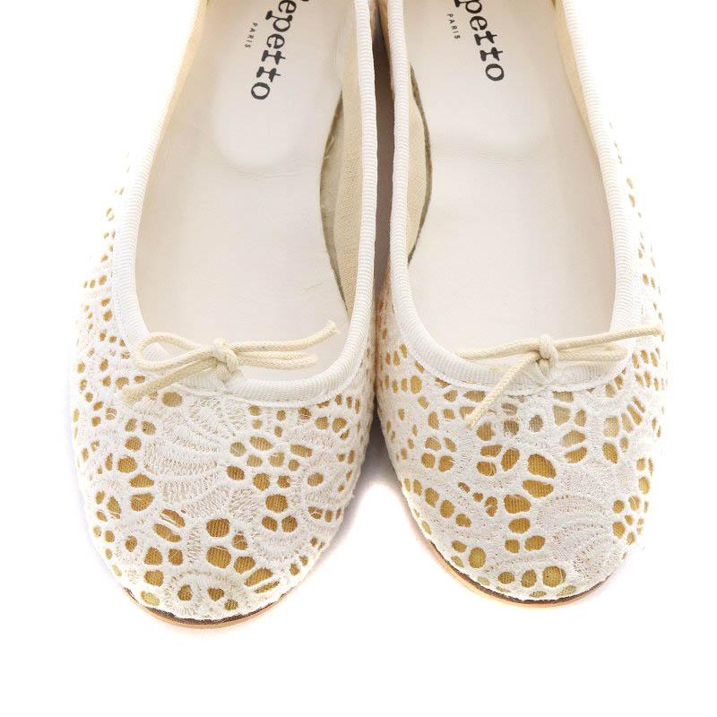 Repetto*レペット　バレエシューズ フラット リボン パンプス 白36.5 レペット Repetto バレエシューズ パンプス フラット リボンモチーフ