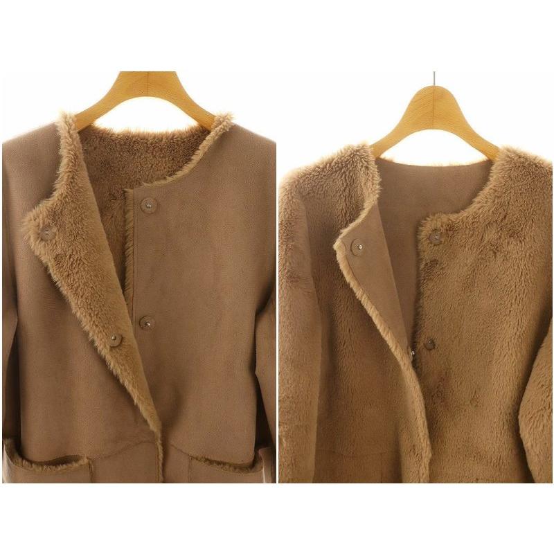 アナイ ANAYI リバーシブル エコファー コート ロング ノーカラー 36 S