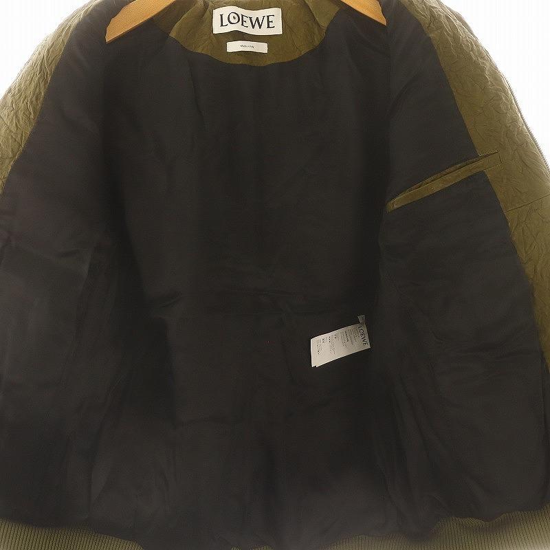 【中古】ロエベ LOEWE ラムレザーボンバーブルゾン ジャケット アウター 46 S カーキ /AQ ■OS ▲H メンズ LOEWE（ロエベ） ラムレザーボンバーブルゾン ジャケット アウター 46