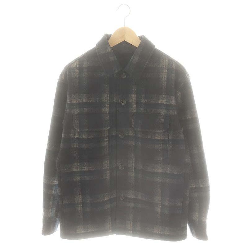 ユニクロ（UNIQLO） オーバーシャツジャケット チェック S ブラック