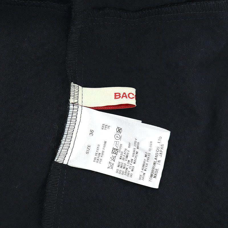 バッカ BACCA 24SS シアサッカーブラウス 前開き 半袖 ペプラム 36 紺