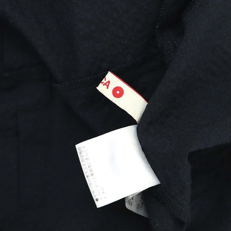 バッカ BACCA 24SS シアサッカーブラウス 前開き 半袖 ペプラム 36 紺