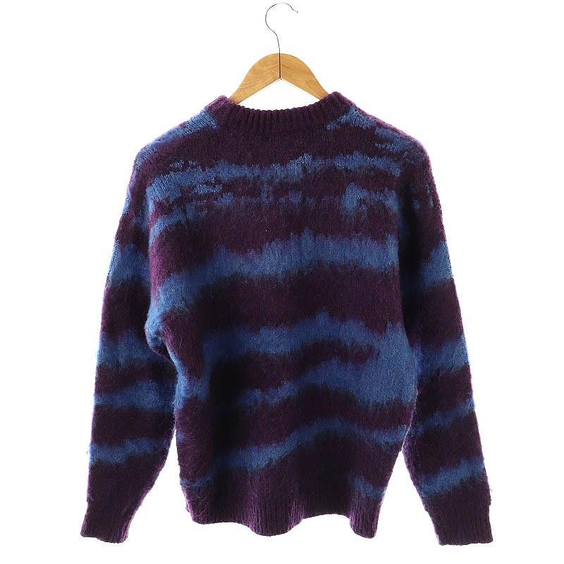 ZARA（ザラ） ニット セーター 総柄 長袖 S ブルー パープル /DF □OS