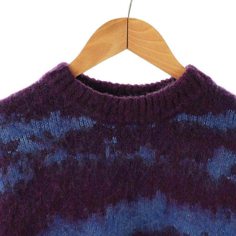 ZARA（ザラ） ニット セーター 総柄 長袖 S ブルー パープル /DF □OS