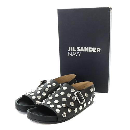 ジルサンダー JIL SANDER ネイビー スタッズ フラットサンダル 