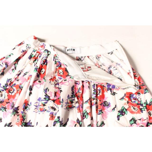 エムエスジーエム MSGM スカート ひざ丈 フレア 花柄 40 白