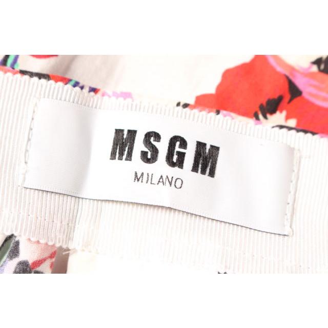 エムエスジーエム MSGM スカート ひざ丈 フレア 花柄 40 白