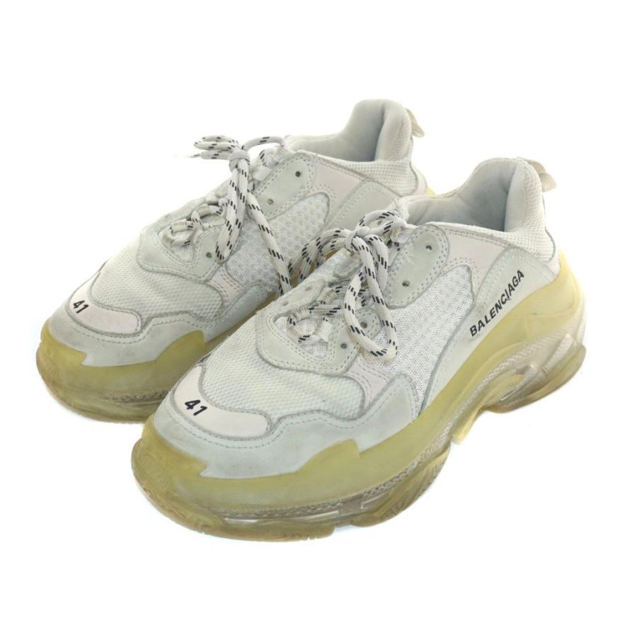 BALENCIAGA Triple S ロゴ入り 厚底スニーカー 37 ホワイト Balenciaga White Leather All-Over Logo Triple S Sneaker Size