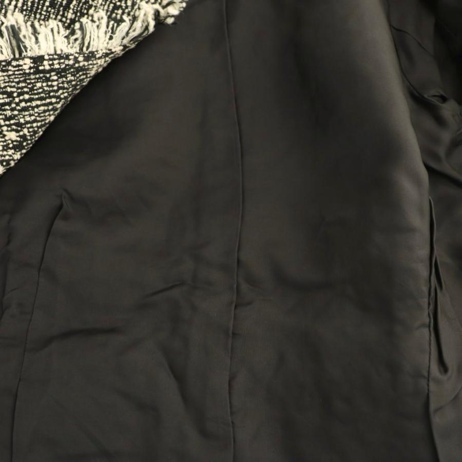 ヨーコチャン YOKO CHAN ノーカラーフリンジツイードジャケット 36