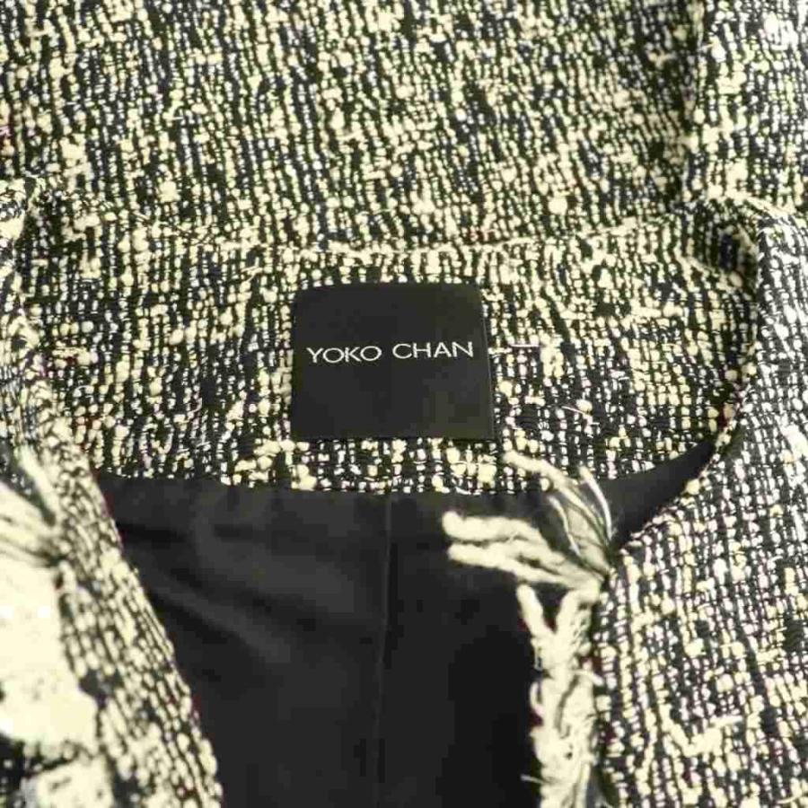 ヨーコチャン YOKO CHAN ノーカラーフリンジツイードジャケット 36
