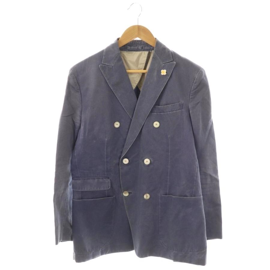 ラルディーニ LARDINI 背抜きダブルジャケット テーラード 麻 リネン混