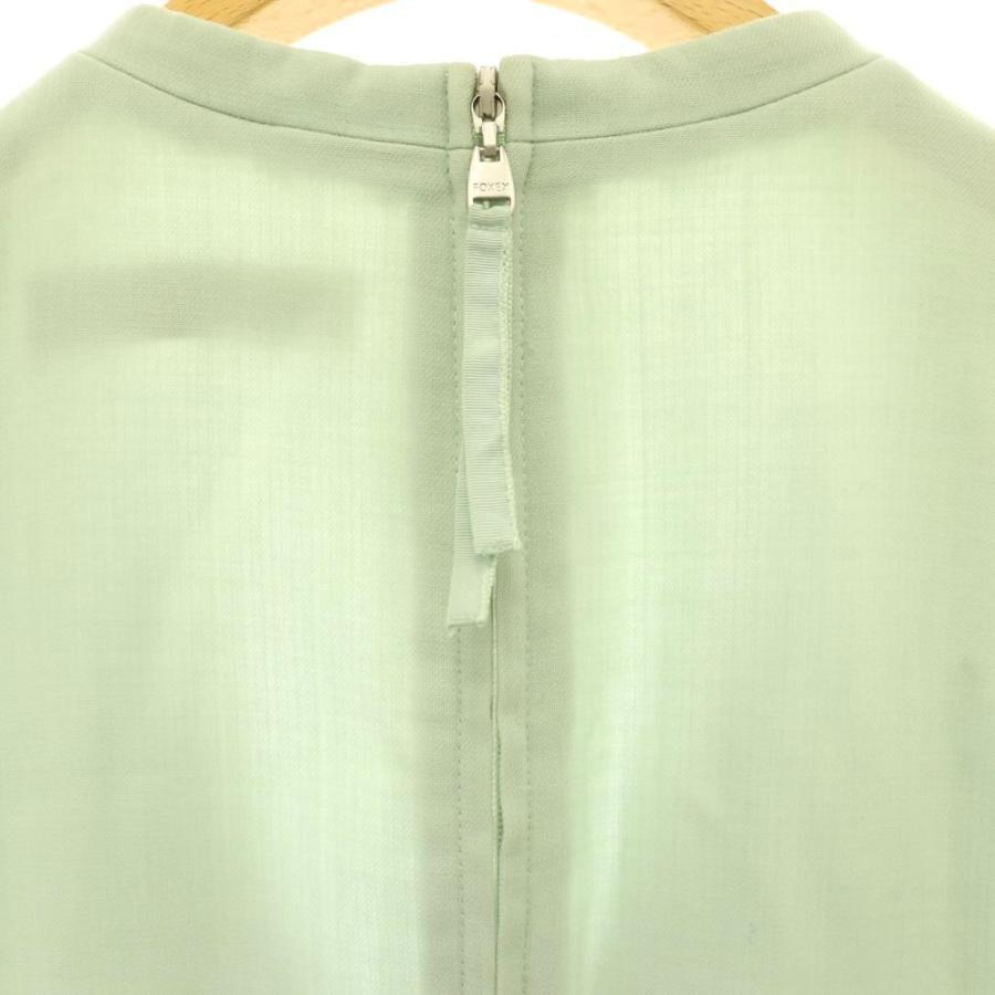 FOXEY フォクシーノースリーブワンピース 40 ミントグリーン FOXEY（フォクシー） ワンピース ロング ノースリーブ Vネック 40