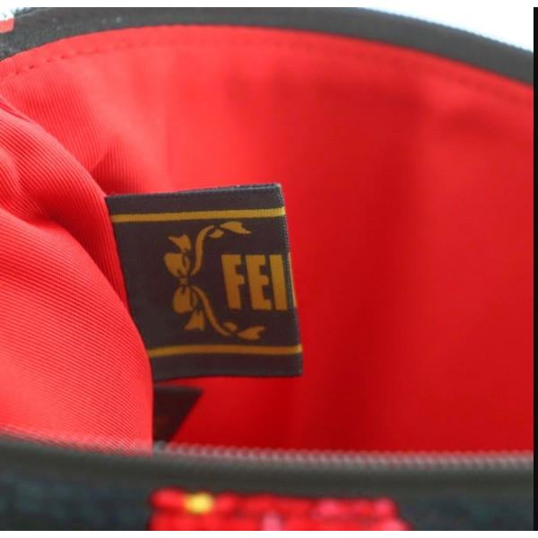 フェイラー FEILER ハローキティストロベリー フラットポーチ 総柄 黒