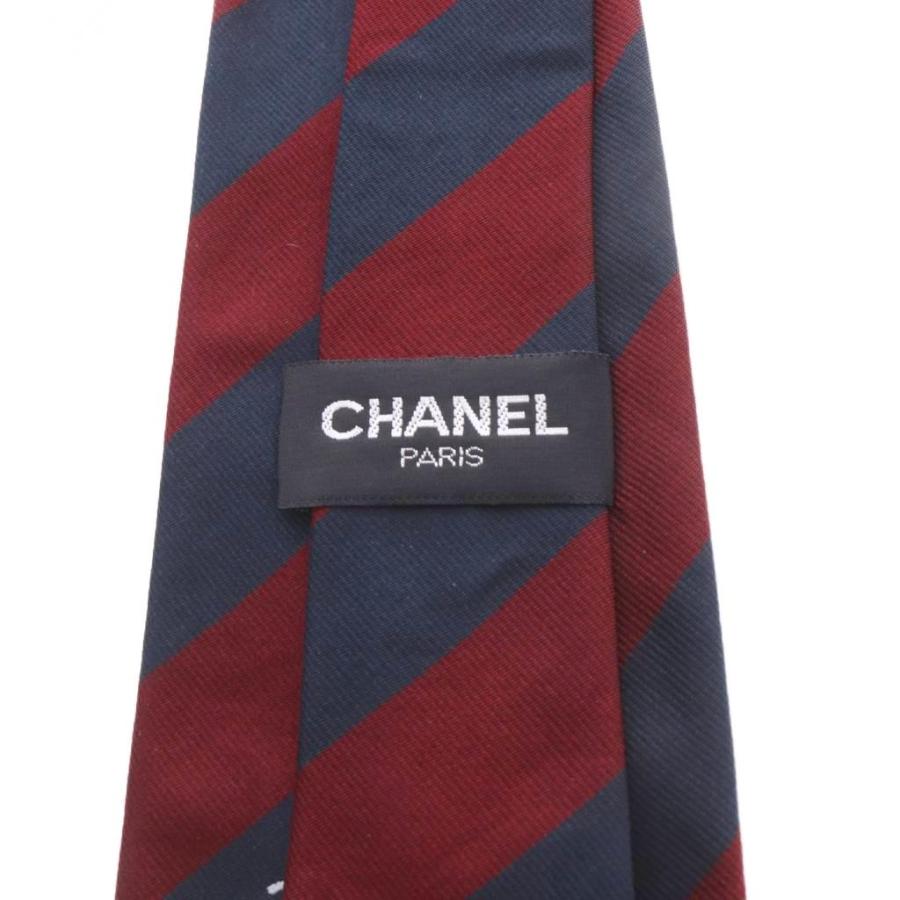 CHANEL（シャネル） ココマーク ストライプ ネクタイ 紺 ネイビー 赤