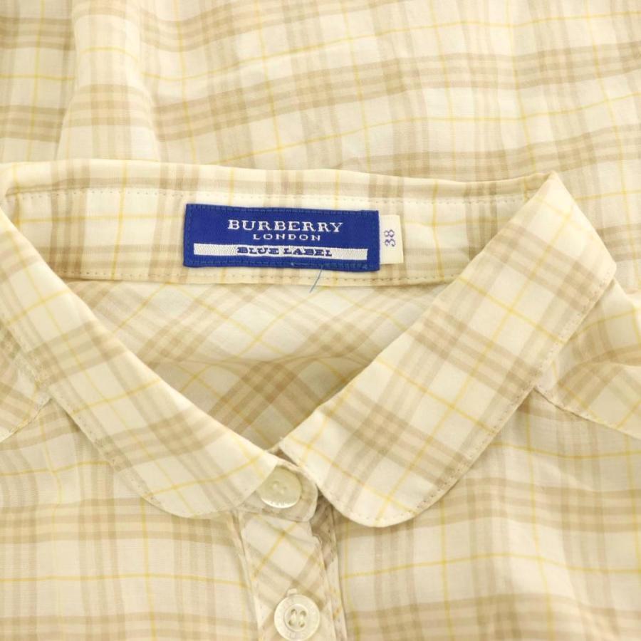 バーバリーロンドン メガチェック 長袖シャツ ブラウス ブルー 綿100% 38 BURBERRY BLUE LABEL（バーバリーブルーレーベル） チェック長袖シャツ