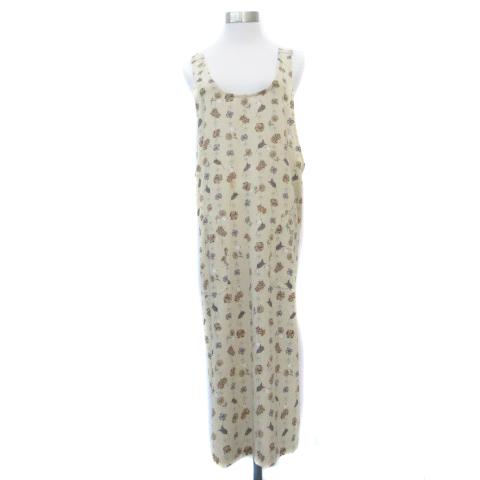 中古 ハナエモリ Hanae Mori ワンピース ラウンドネック ノースリーブ ロング丈 スリット リボン 花柄 マルチカラー ベージュ レディース ベクトル 古着 171 ブランド古着販売のベクトル 通販 Yahoo ショッピング