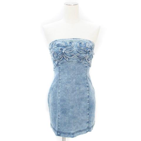中古 リエンダ Rienda ワンピース ベアトップ デニム タイト ミニ丈 ノースリーブ 刺繍 S 水色 ライトブルー Ff3 レディース ベクトル 古着 171 ブランド古着販売のベクトル 通販 Yahoo ショッピング