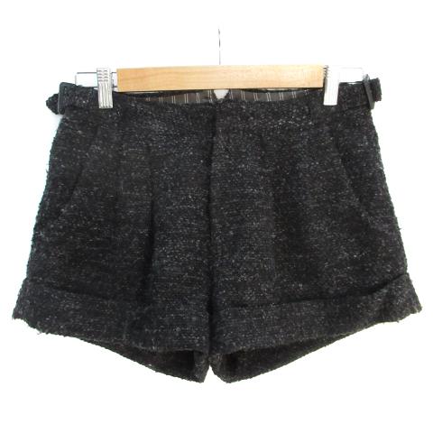 中古 アナザーエディション アローズ パンツ キュロット ショート 短パン ツイード ロールアップ M 黒 ブラック Ff27 レディース 国内最安値に挑戦