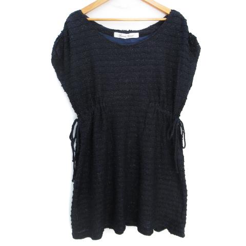 中古 バナーバレット Banner Barrett ワンピース ミニ丈 半袖 ラウンドネック サイドリボン ラメ ボーダー柄 38 紺 ネイビー レディース 171 ブランド古着販売のベクトル 通販 Yahoo ショッピング