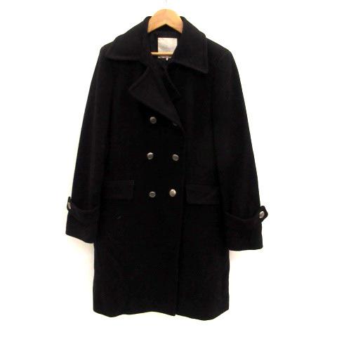 中古 スタイルコム Style Com Pコート ピーコート ロング丈 ウール混 カシミヤ混 紺 ネイビー Ho14 レディース 超大特価