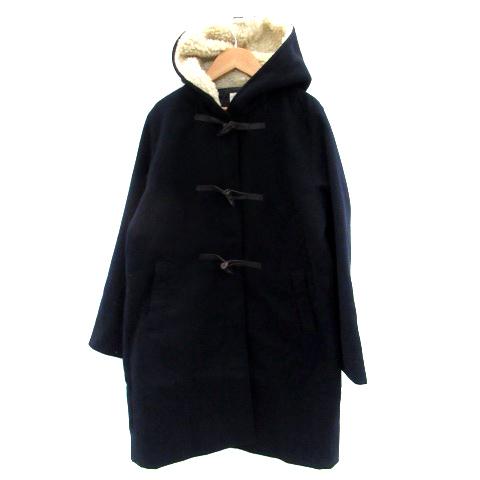 中古 イーハイフンワールドギャラリー E Hyphen World Gallery Peace ダッフルコート ロング丈 フード付き ボア M 紺 ネイビーレディース 56 Off