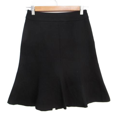 エムプルミエ M-Premier フレアスカート ひざ丈 無地 36 黒 ブラック  
