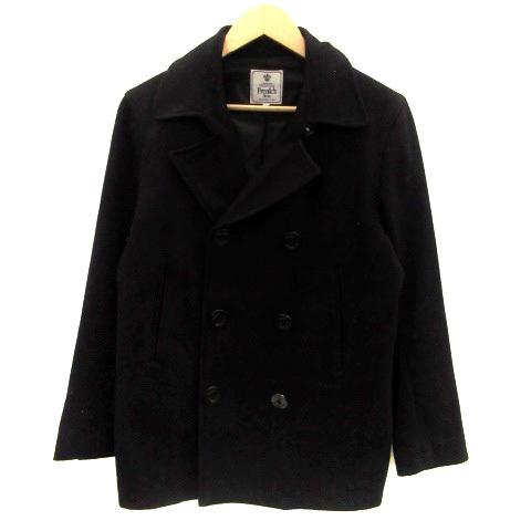 中古 フリークスストア Freaks Store Pコート ピーコート ミドル丈 ウール M 黒 ブラック Ho4 メンズ 人気デザイナー