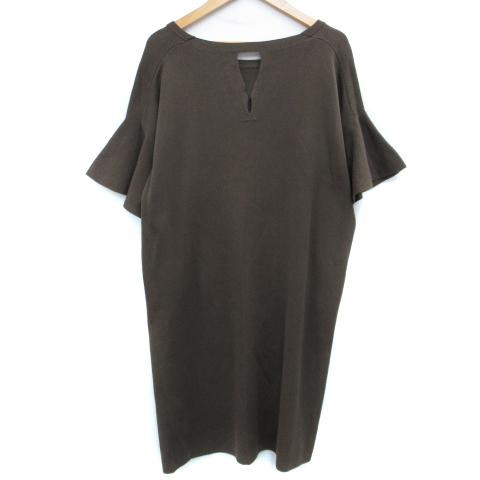 お1人様1点限り 五分袖 ひざ丈 ニットワンピース Plst プラステ 中古 ラウンドネック 古着 ベクトル レディース Ff カーキ M 無地 ワンピース Www We Job Com