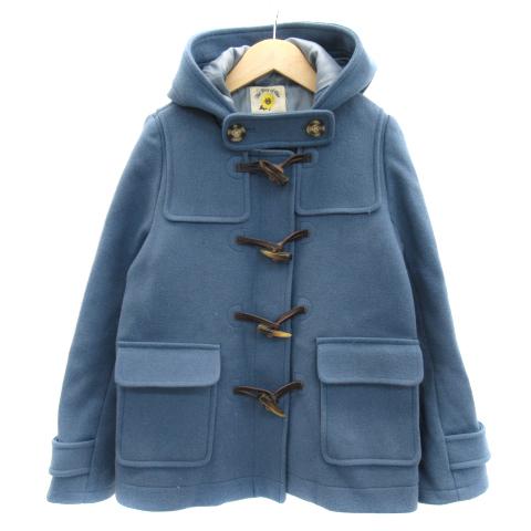 660円 大特価 中古 レイビームス Ray Beams ダッフルコート ショート丈 フード付き 無地 ウール 1 ブルー Yk8 レディース ベクトル 古着