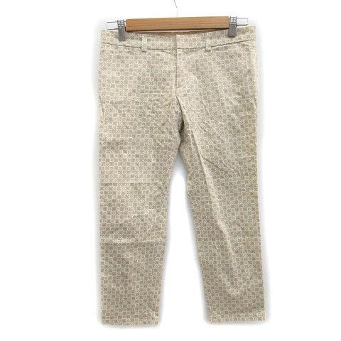 中古 インディヴィ Indivi クロップドパンツ サブリナパンツ 七分丈 総柄 36 ホワイト 白 Ms31 レディース 税込