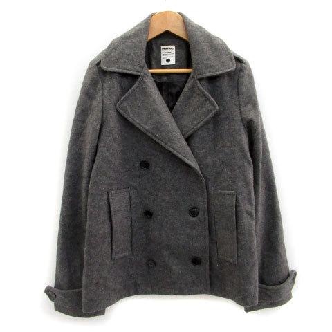 中古 フリークスストア Freaks Store ピーコート Pコート ショート丈 ウール F グレー Ms12 レディース ラッピング