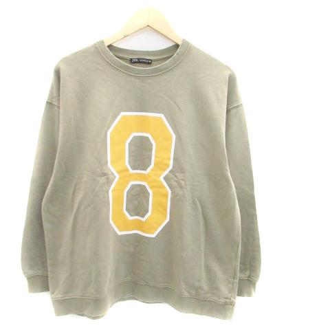 ザラ Zara トレーナー ラウンドネック 長袖 プリント オーバーサイズ M カーキ 黄色 イエロー Ho34 メンズ 171 ブランド古着販売のベクトル 通販 Yahoo ショッピング